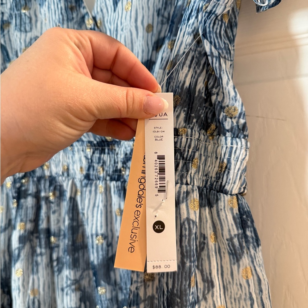 Aqua Blue Floral Ruffle Midi Dress - Picture 3 of 5